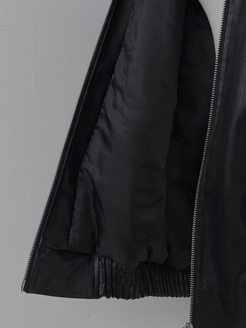 overfit fur hood leather jacket