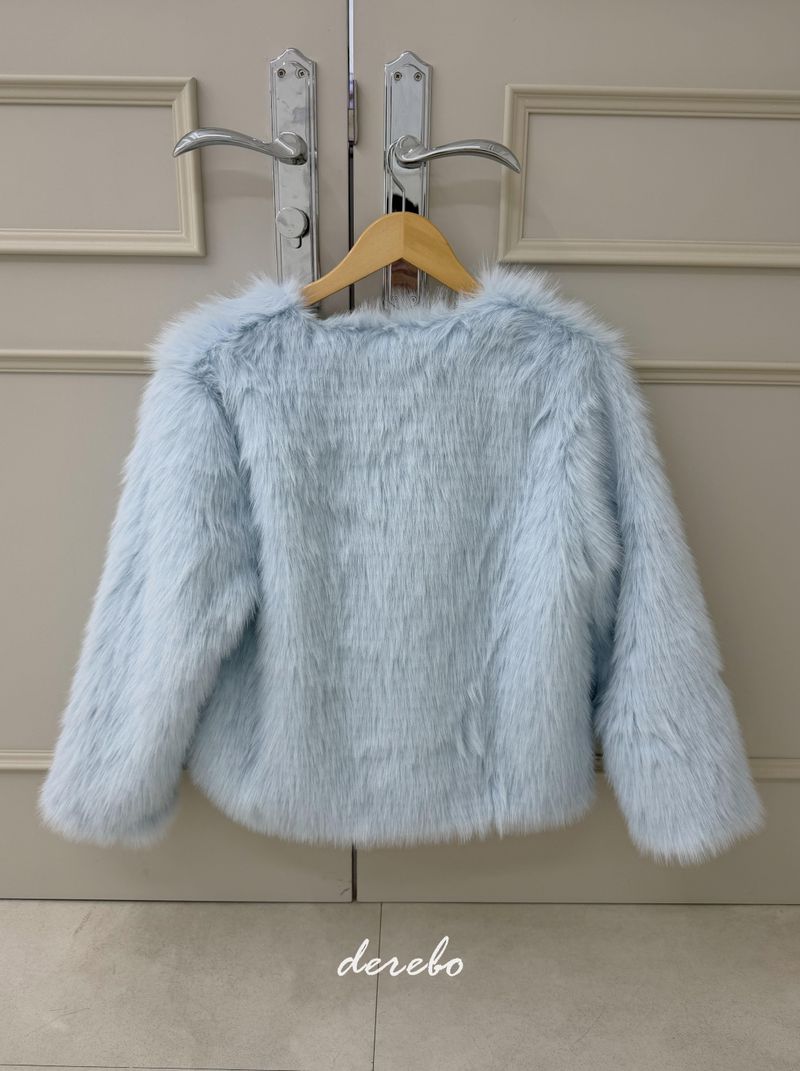 Sky Cloud No Collar Fur Jacket