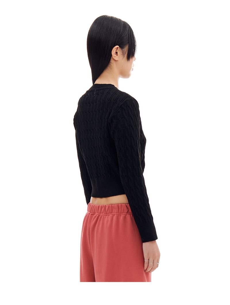 CABLE CROP KNIT (BLACK)