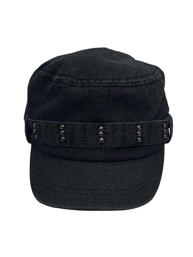 studded denim cap