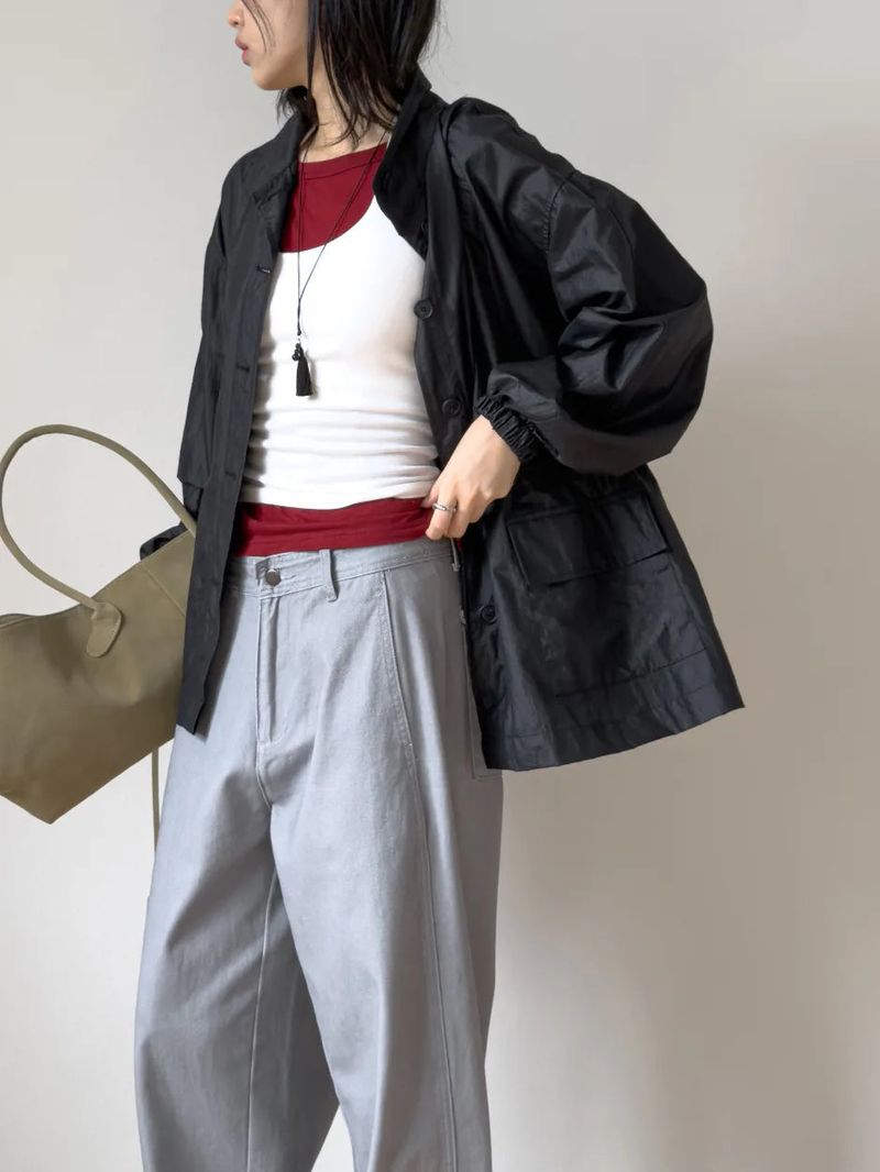 Low Nylon String Loose Fit Jacket