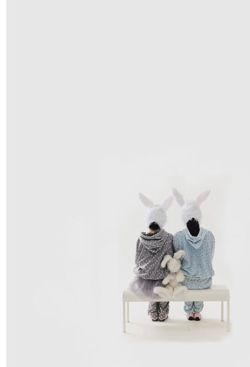 rabbit fluffy hoodie grey