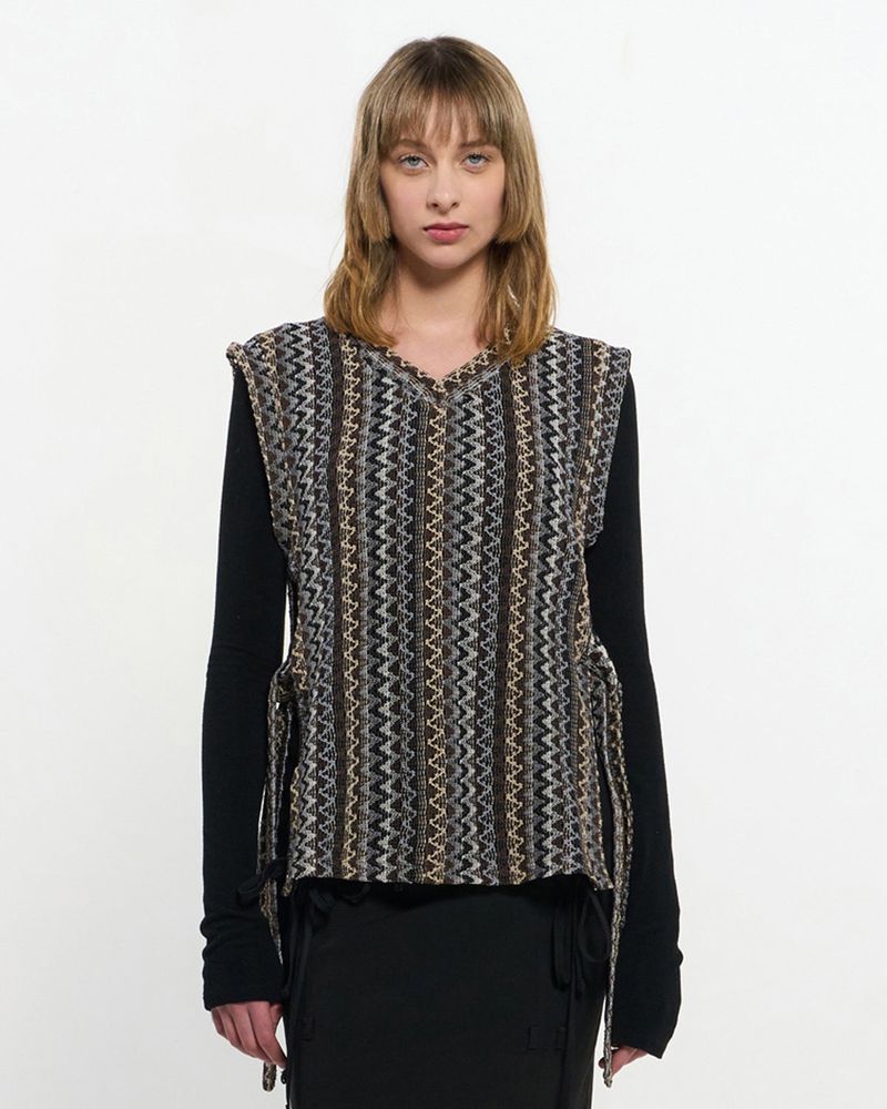 KIMZISU（キムジス）の「 V neck knit Vest _ BROWN（Tops）」
