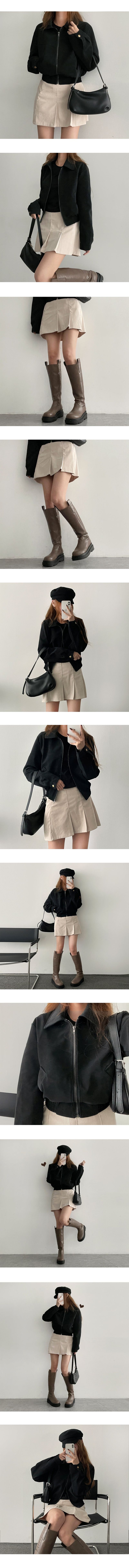 Suede st incision half cropped jumper jacket