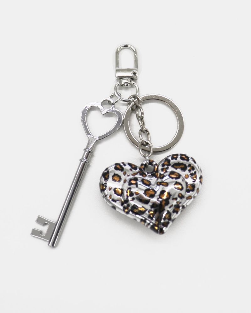 Kinky leopard heart key bag key ring