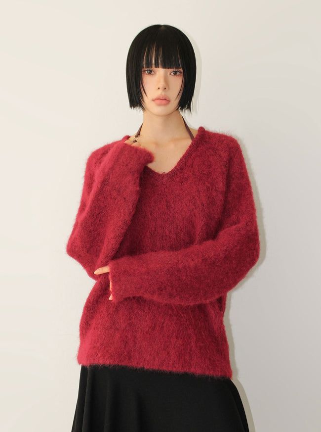 (WOOL) BLUSH V-NECK KNIT