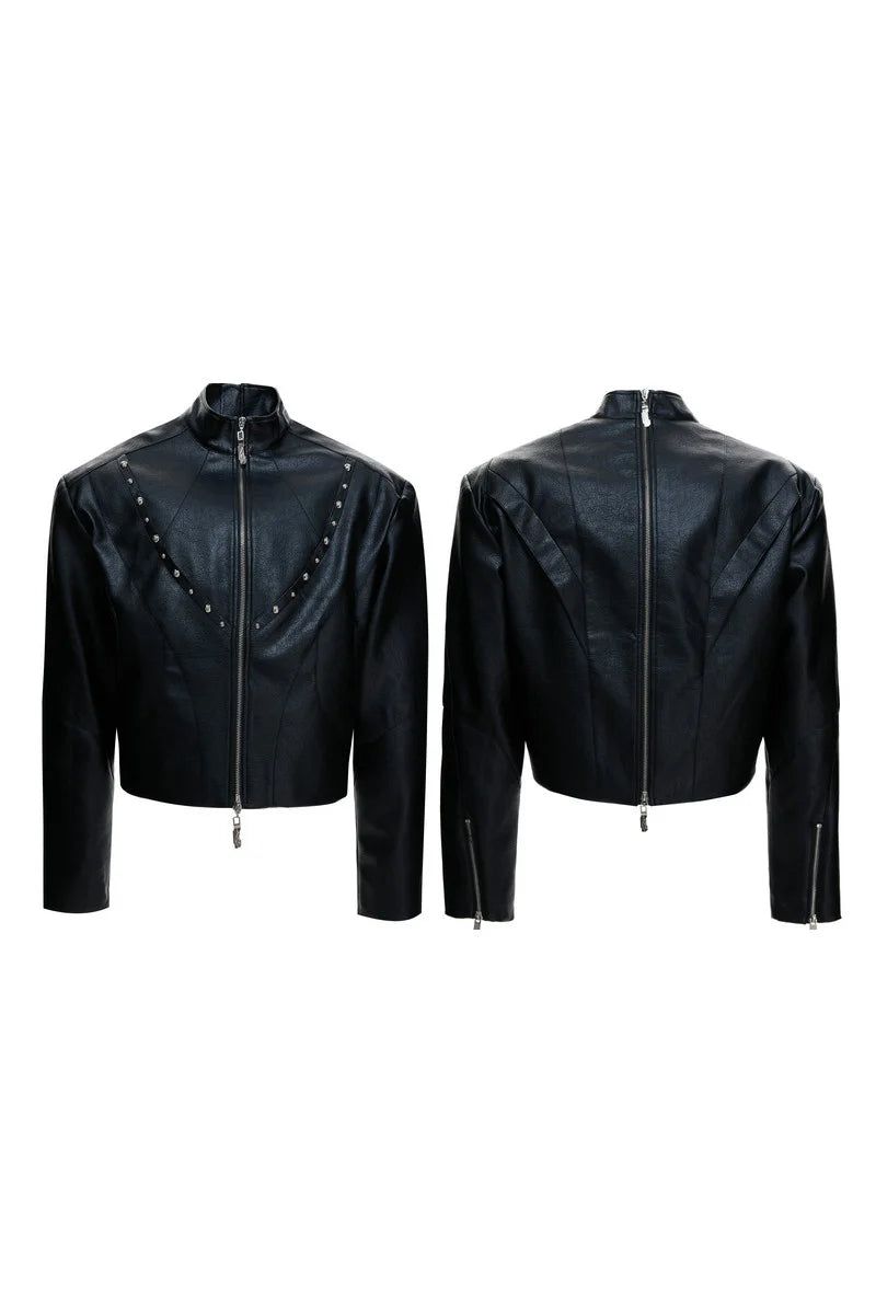 Waxed Studded Zip Jacket