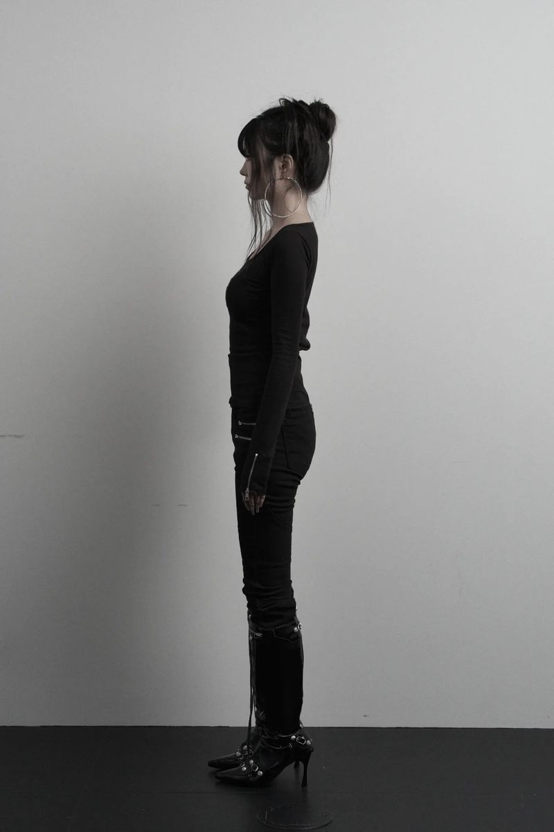[label] back two-way zipper long sleeve (black) 