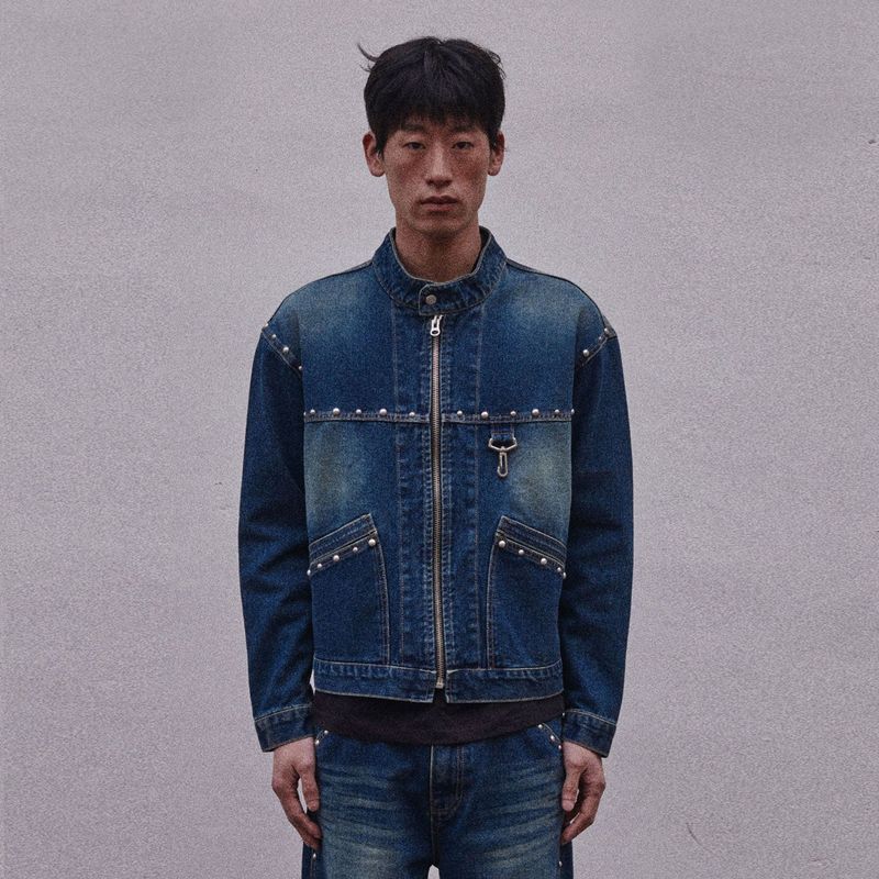 STUD HOOK DENIM RACER JACKET_BLUE