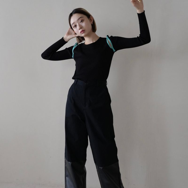 fake leather switching pants