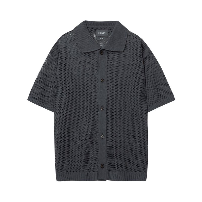 [ULKIN] MUGUNG Crochet Half Shirt_Charcoal