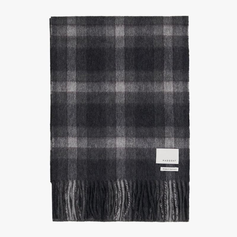 MADGOAT（マッドゴート）の「Cashmere Woven Scarf Gingham Check_Grey,Purple（Fashion Accessories）」