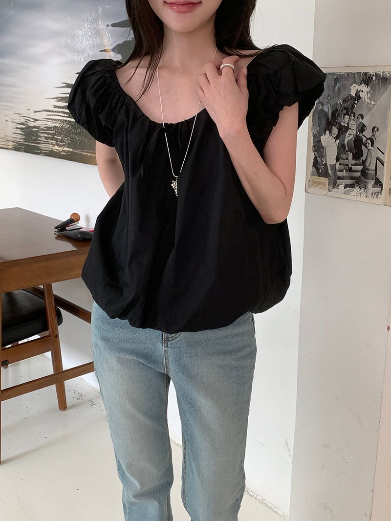 [MADE] Weare Ribbon Puff Blouse