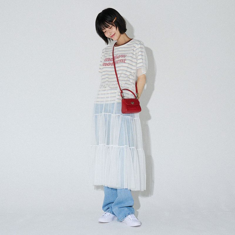 mellotory（メロートリー）の「SEE THROUGH TULLE ONE-PIECE  (White)（Dresses）」