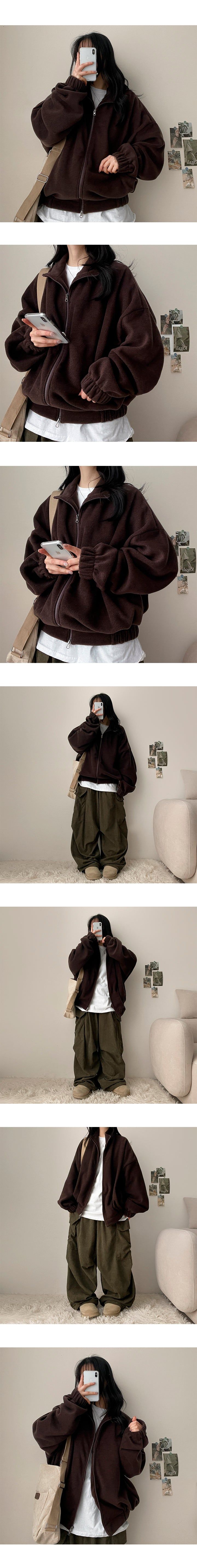 Shortlee boxy fleece zip-up jumper