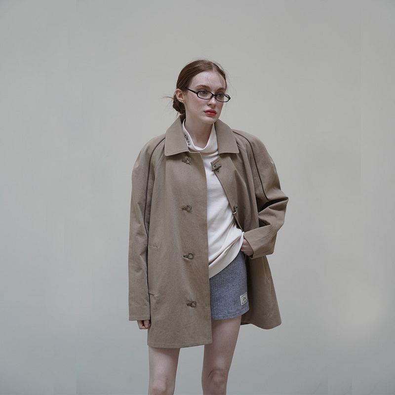Beige Trench Half Coat