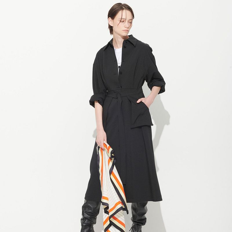  POCKET BELTED DRESS, BLACK