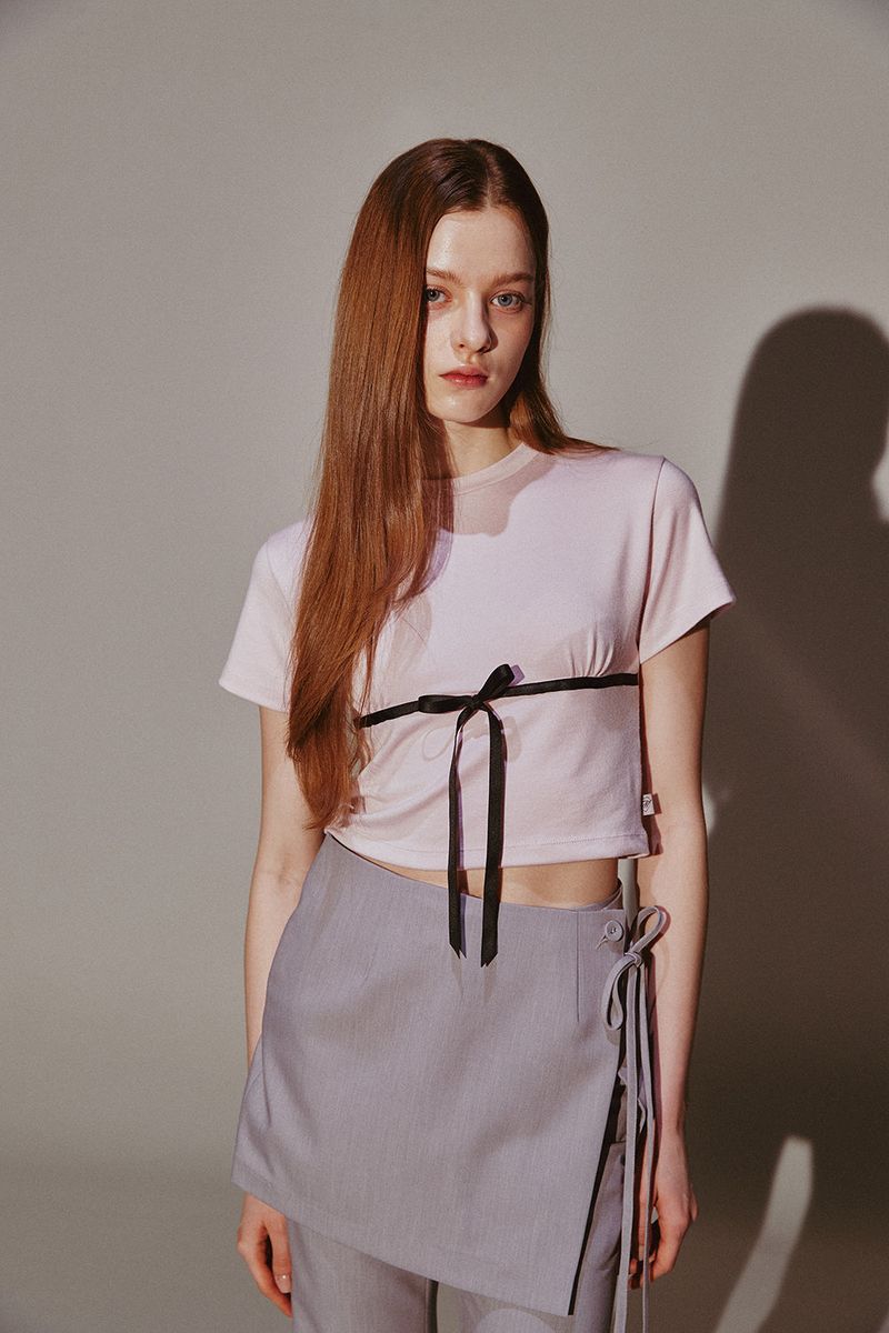 Ribbon Shirring Top Pink