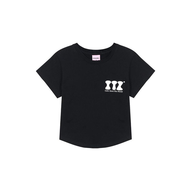 ITZ MINI LOGO CROP T SHIRT - BLACK