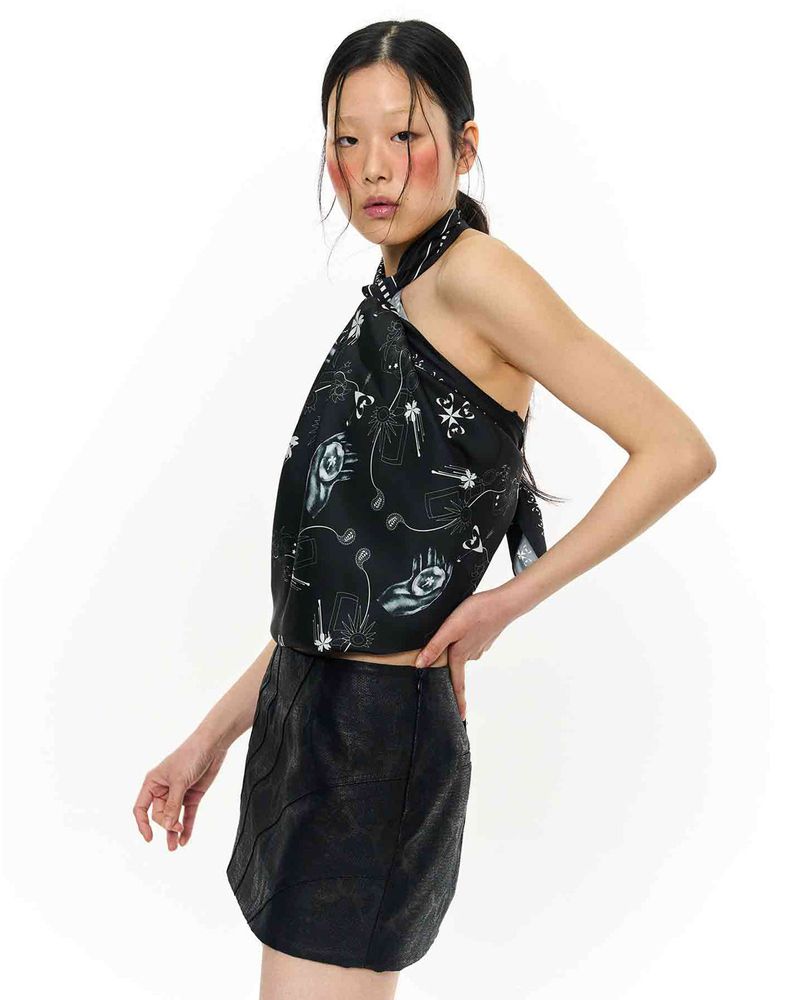 JOMO Motif Square Scarf _ Black