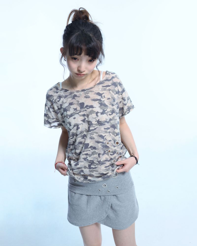 Camo Slash Eyelet Tee