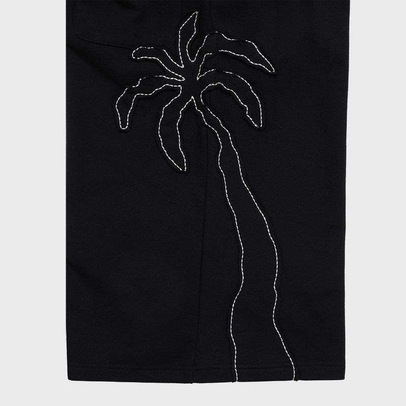 Palm Tree Appliqué Bermuda Sweat Pants Black