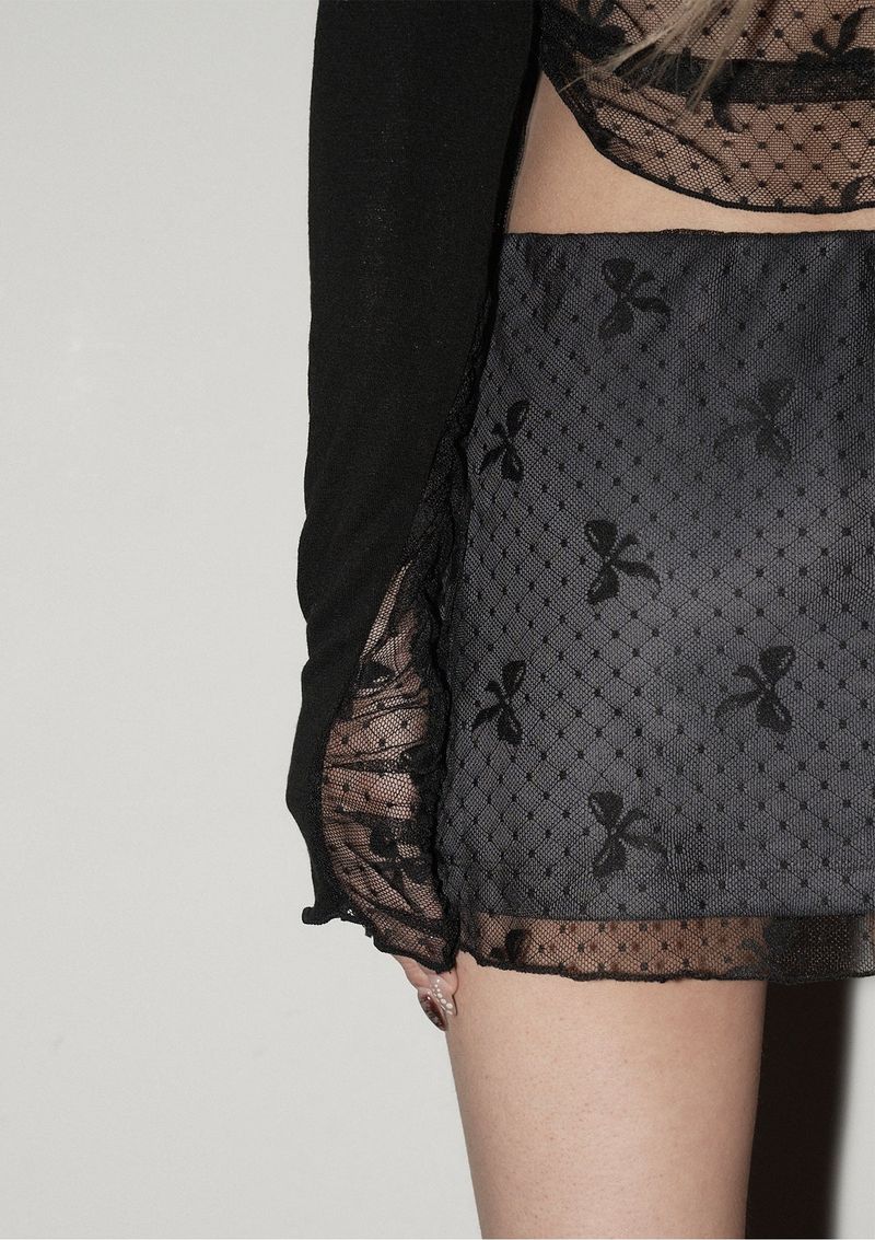(3rd reorder) ribbon lace shirring sleeve - black