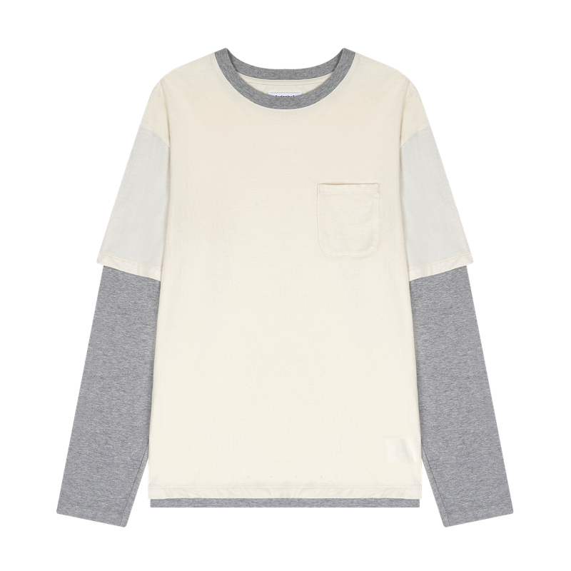 safarispot（サファリスポット）の「ONE POCKET LAYERED LONG SLEEVE TEE (IVORY/GRAY)（Tops）」