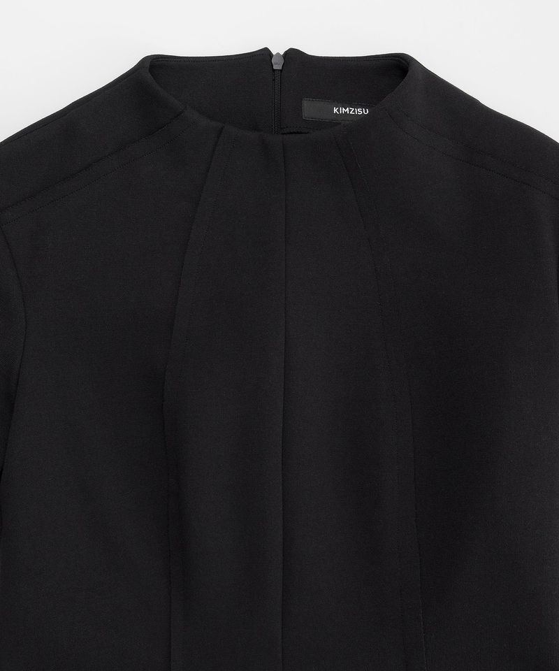 Raw Edge Balloon Dress _ BLACK