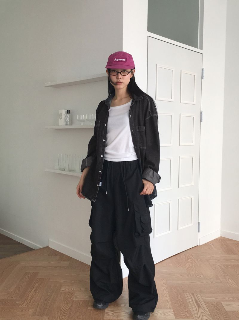 [BASIC/LONG] Adik Double Pocket Pintuck Cargo Two-Way Long Wide Jogger Pants