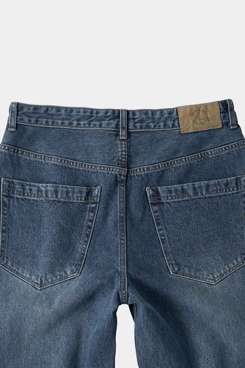 Loose Fit Tapered Denim Pants (Washed Blue)