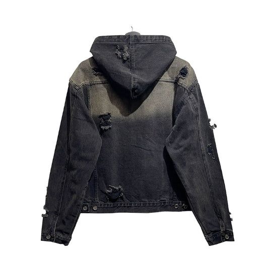 Chris damage hooded denim jacket