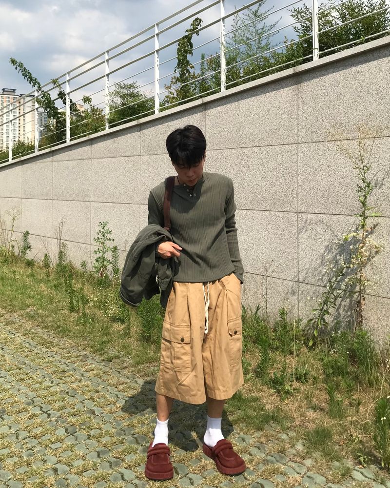 Corduroy Slim Henly Neck Long Sleeve