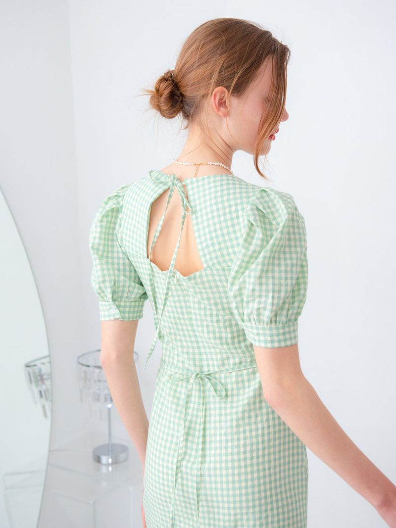 vem.ver(ベムバー)の「SHIRRING DETAIL MIDI ONEPIECE_GREEN(Dresses)」