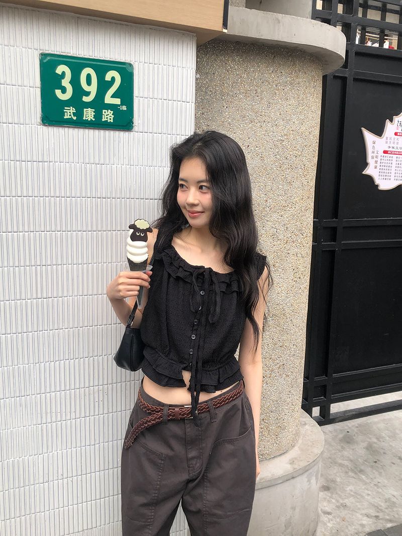 Pure frill blouse_black