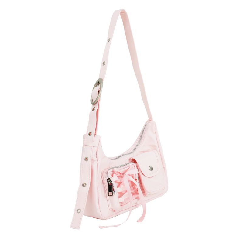 Nylon ribbon hobo bag_pink