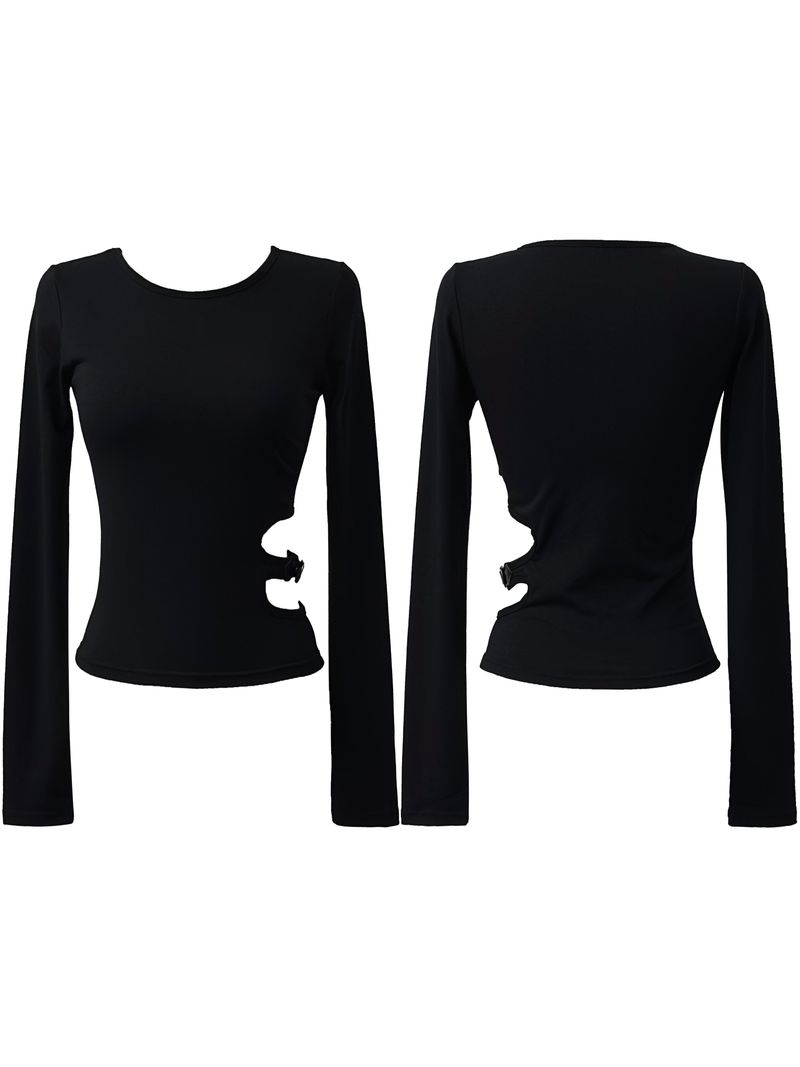 slim buckle hole slit T (2color)