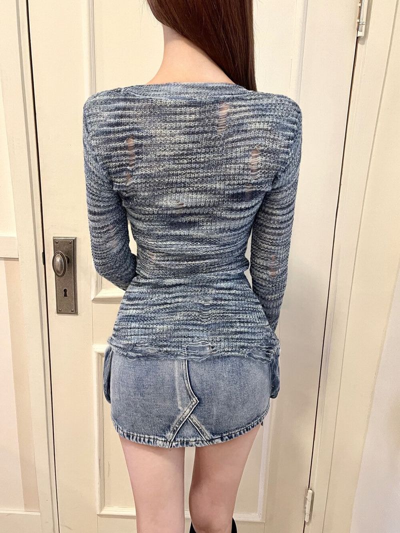 1164. Lover damage slim knit (3color)
