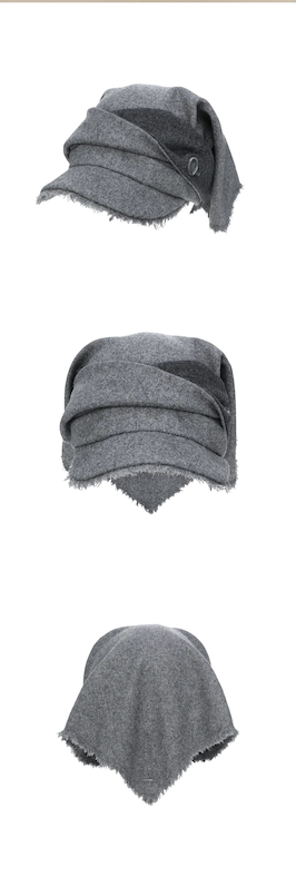 Scarf Veil Wool Cap / Grey