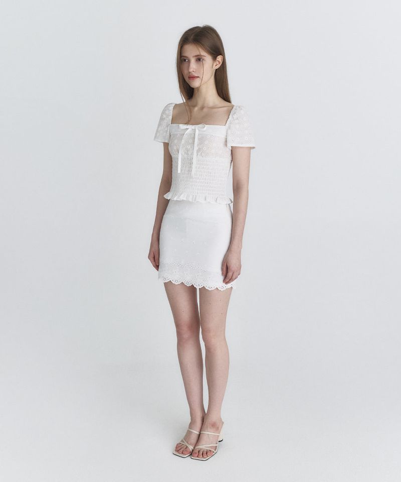 Floral puff blouse (Ivory)