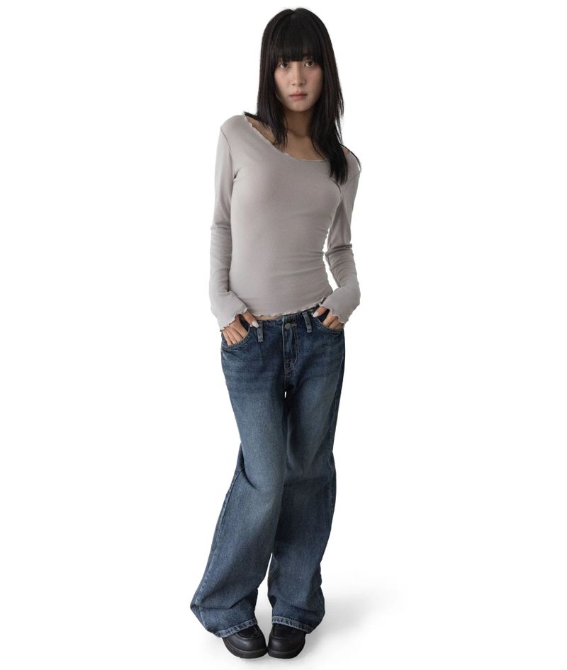 Aki Non-Stretch Low-Rise Flare Denim