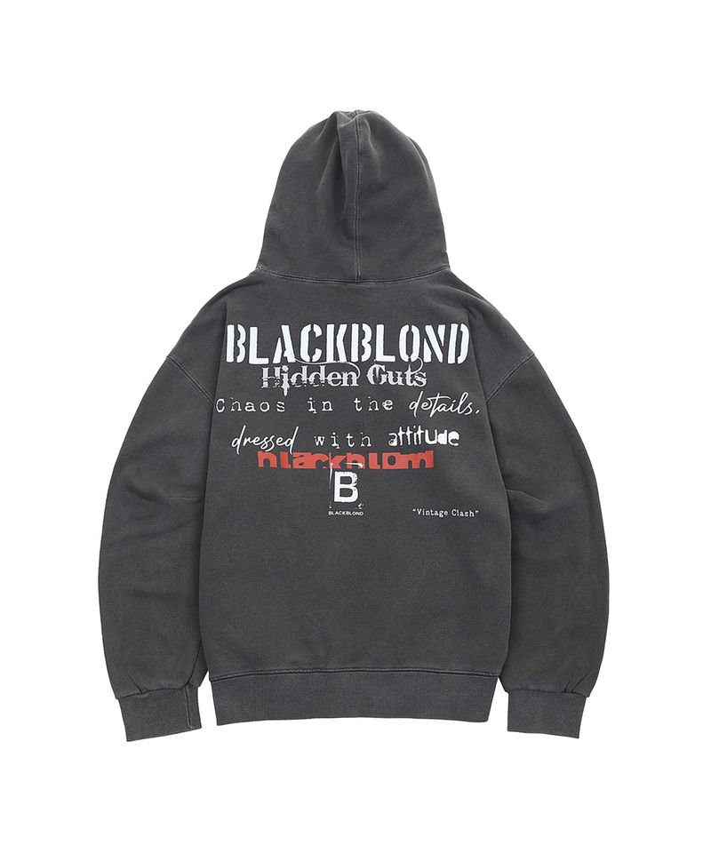 BBD ヴィンテージ クラッシュ ピグメント パーカー (Charcoal)