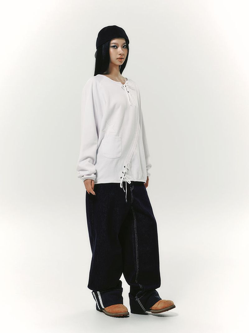 STAR APLIQUE CREWNECK WHITE