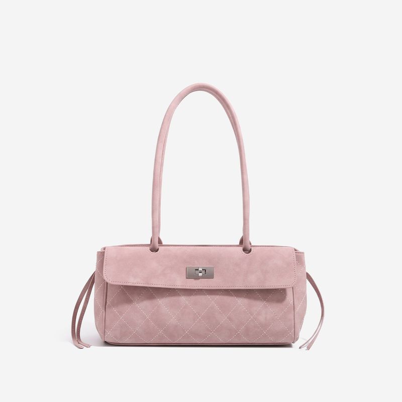 Vintage Jacquard Flap Baguette Shoulder Bag