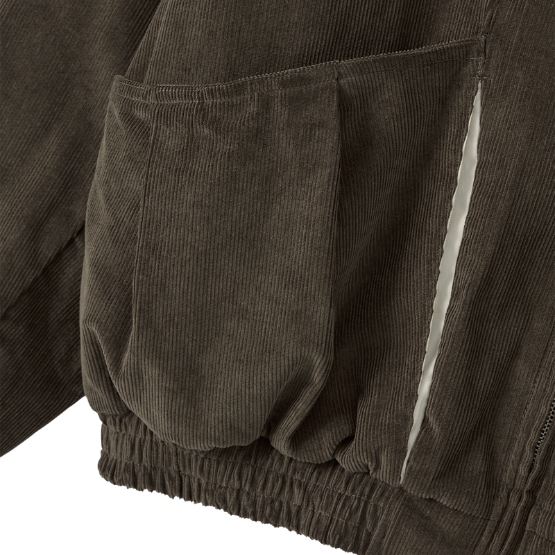 Corduroy Contrast Quilted Blouson - BROWN