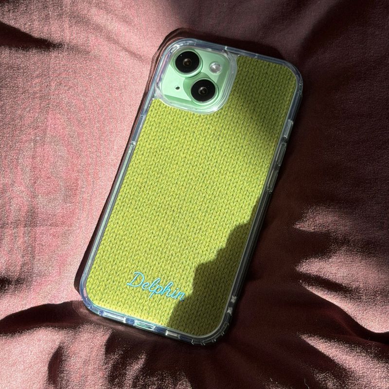 EMBROIDERY KNIT HARD JELL CASE _ OLIVE