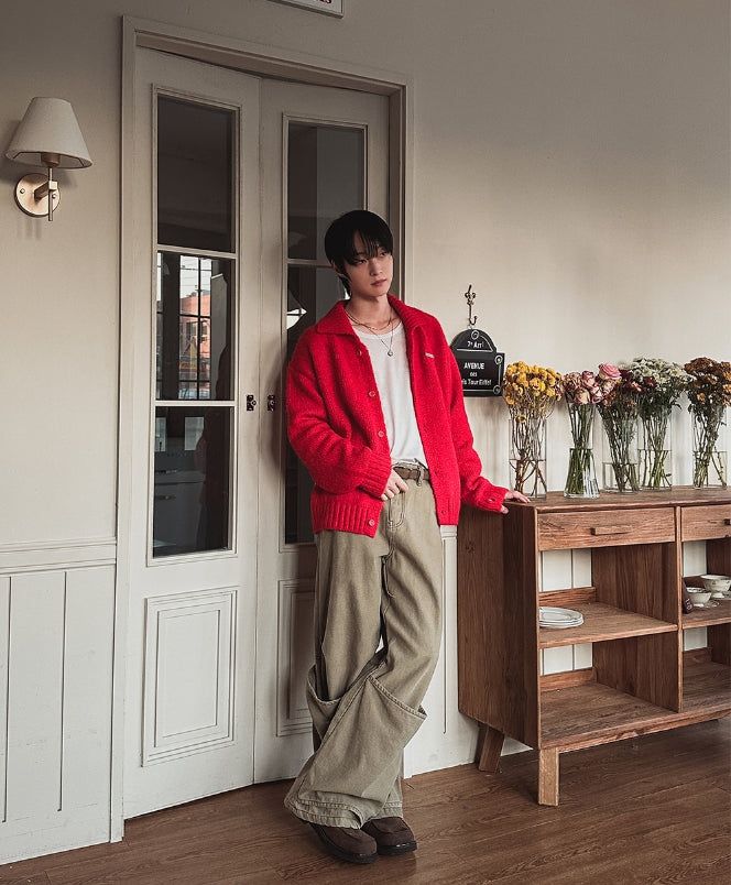 Martic Wool Collar Warmer Knit Cardigan