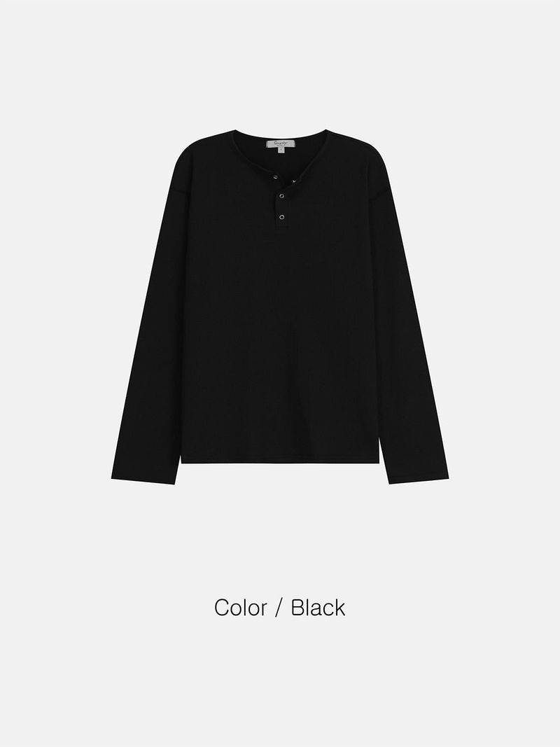 Waffle Henley neck long sleeve