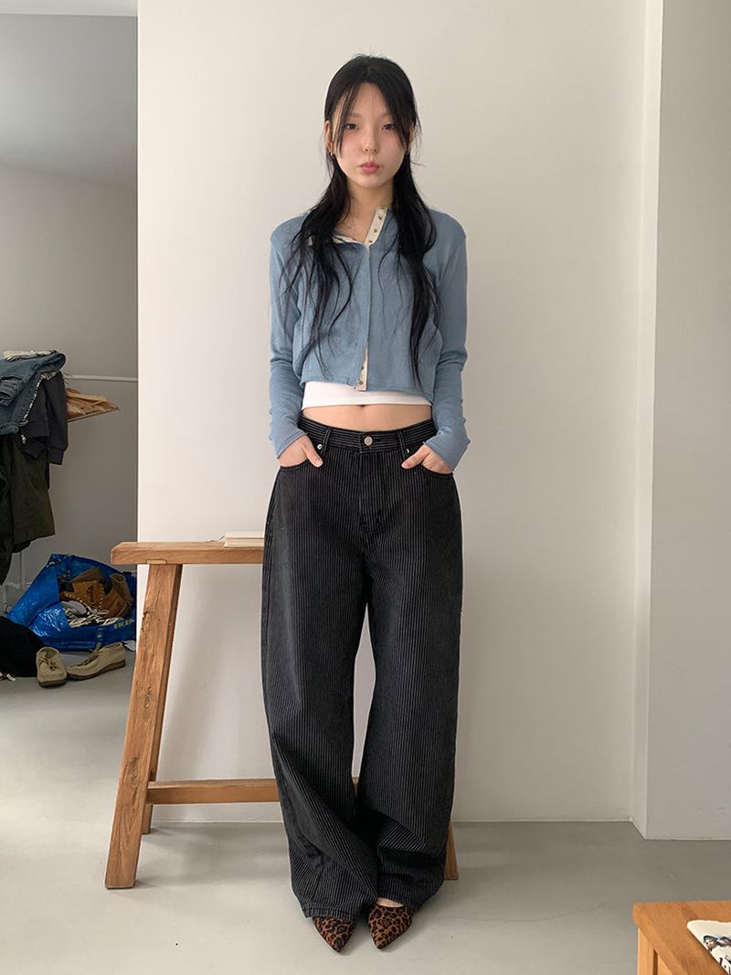 STRIPE BLACK JEANS