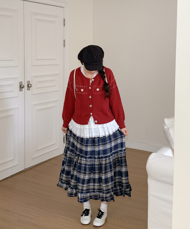 Sorbet Long Checkered Skirt